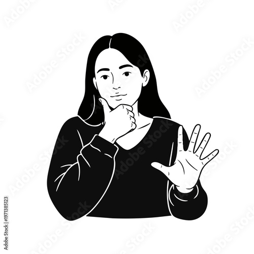 American Sign Language Mother Sign Vector Illustration