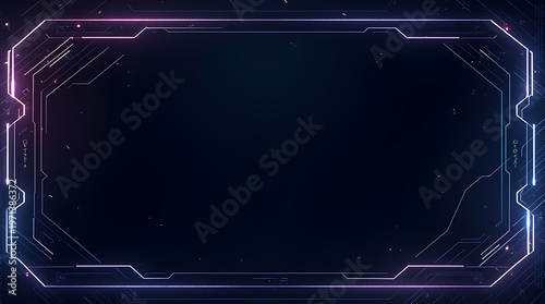 AI Futuristic Cyber Security Certificate Template Dark Blue Neon Frame Technology Background