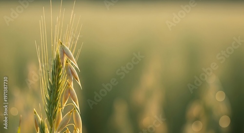Close up of oat ear on blurred natural background