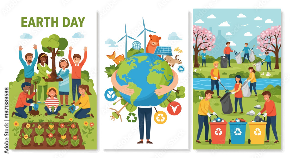 Obraz premium Celebrating Earth Day with environmental awareness and eco-friendly actions for a sustainable future