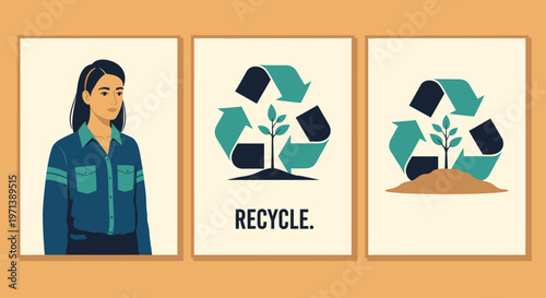 Environmental awareness campaign promoting recycling and sustainability with a focus on ecological responsibility and a greener future