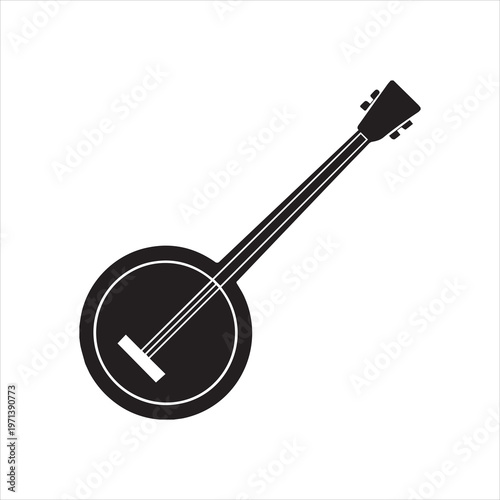  Banjo silhouette vector art illustration and minimal black and white design