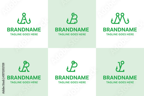 Letters LA LB LM LR LP LY Angler Hook Logo, symbolizing precision, patience, and strong capture