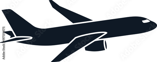 A black silhouette of an airplane flying