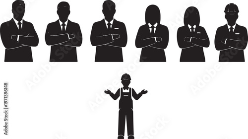 Black Solid Department Head Dismissive Worker Silhouettes Set of Six on White Background