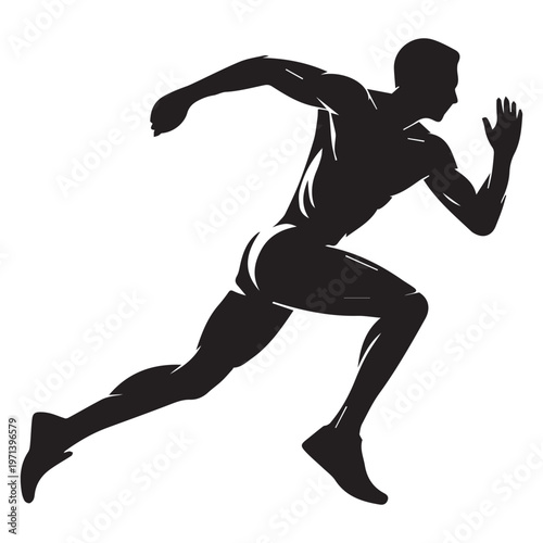 Running man silhouette vector illustration of athletic sprinting figure