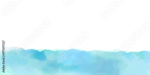 水彩で描いた海のイメージのブルーの背景イラスト素材　ベクター、テンプレート、テクスチャー、手描き、水