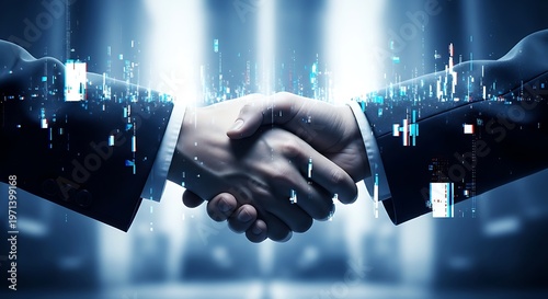 business handshake on abstract background