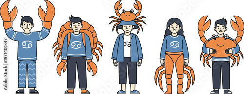 People dressed as crabs and crab constellations represent the zodiac sign.
