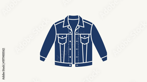 Minimalist Blue Denim Jacket Outline