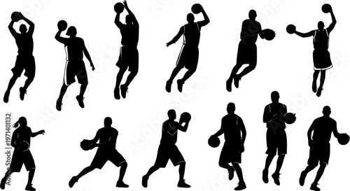 silhouette of Basketball players Vector Stock 
