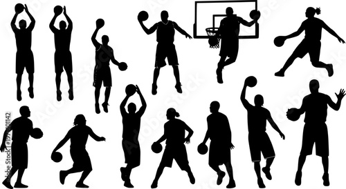 silhouette of Basketball players Vector Stock 
