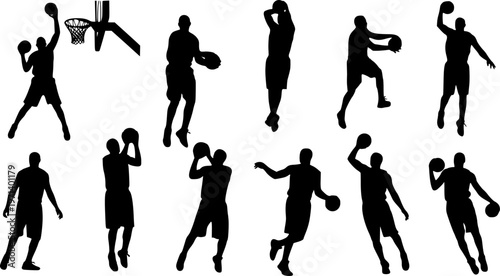 silhouette of Basketball players Vector Stock 
