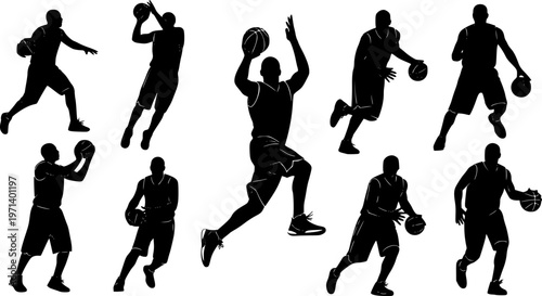 silhouette of Basketball players Vector Stock 
