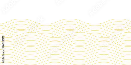 Yellow instant noodle, pasta and spaghetti texture with geometric wavy lines. Ramen, pasta vector pattern.
