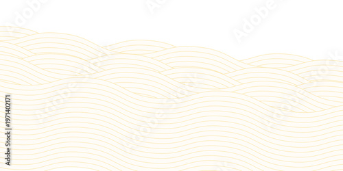 Yellow instant noodle, pasta and spaghetti texture with geometric wavy lines. Ramen, pasta vector pattern