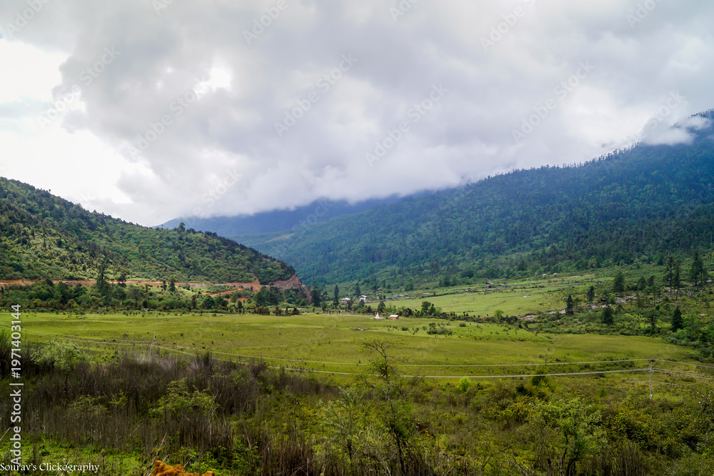 Fototapeta premium Bumthang Valley in Bhutan Offering Breath Taking Views