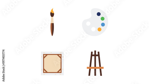 Artistic tools and materials displayed in a simple and organized manner