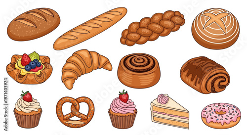 Assorted Baked Sweet Pastry Goods.