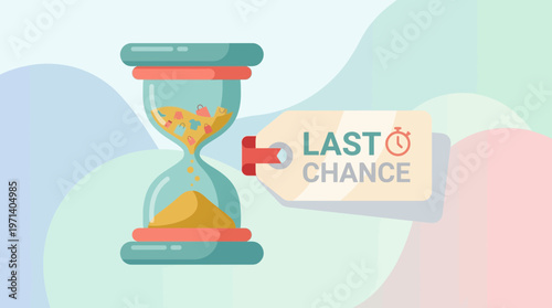 Last Chance Sale Illustration with Hourglass and Price Tag