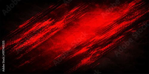 A dark vintage design features a dirty grunge red background with textured stripes and old paint splatters that create a horror art wallpaper backdrop resembling rusted metal or blood