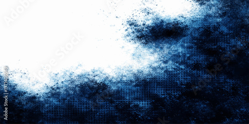 A vintage grunge wallpaper design featuring dark blue storm clouds and an abstract light texture that blends smoky space patterns with a blurred nature backdrop