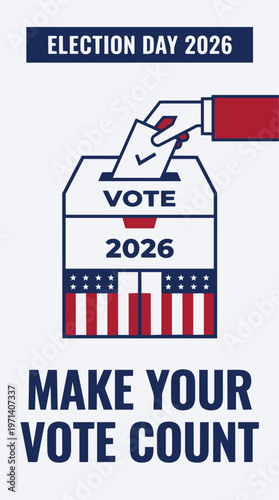 Layout Poster for Midterm Election 2026 Voting Campaign, Modern Abstract Shapes Poster Design for Midterm Election 2026 Awareness