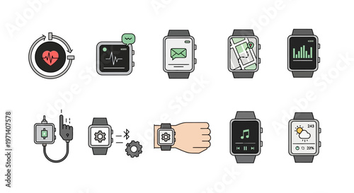 Smartwatches with various screen displays.