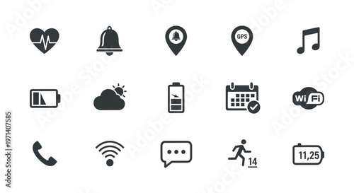 Collection of various technology icons.