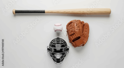 Baseball Catcher Gear Equipment Set.