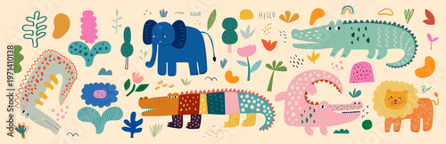 Baby hand drawn textile pattern design. Creative baby design