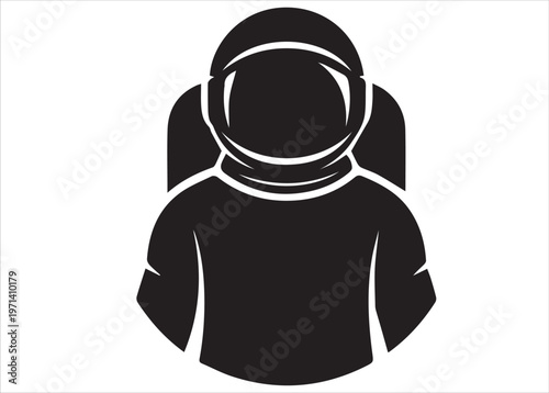 Astronaut silhouette icon representing space exploration and cosmic adventure journey