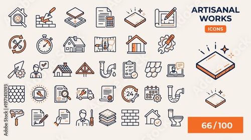 Collection Artisan icones. Devis, travaux, toitures,..