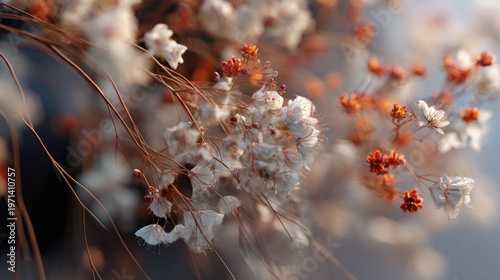 Delicate Blossoms and Branches: A Whimsical Dance of Nature's Beauty