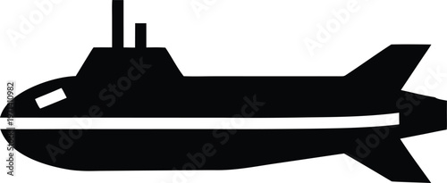 Simple black submarine underwater vehicle vector icon