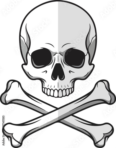 Skull and crossbones symbol for danger, warning, and pirate-themed designs