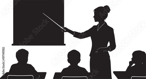 Teacher Explaining Lesson Classroom Silhouette
