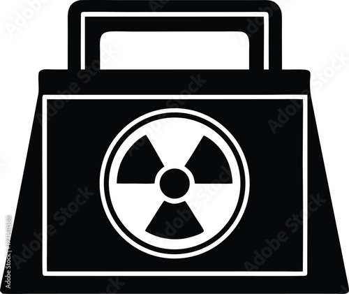 Flat black radioactive hazard material container vector illustration