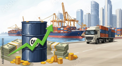 Oil Price Growth Financial Concept Vector Illustration