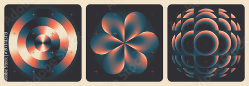 Set of Vector Gradient Illustrations with Abstract Shapes and Vintage Colors