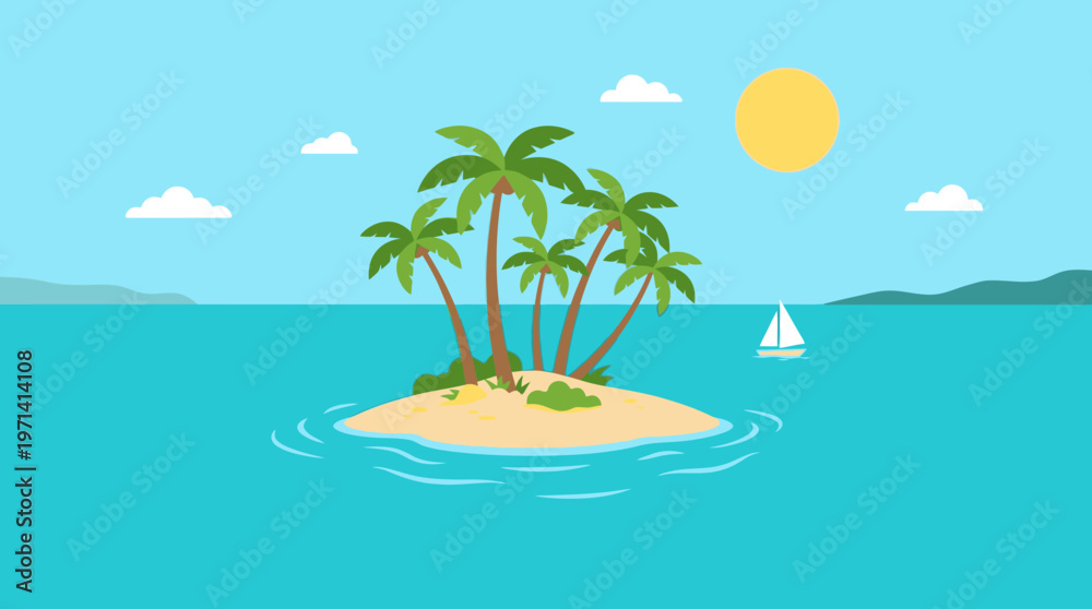 Fototapeta premium Tropical Island with Palm Trees.