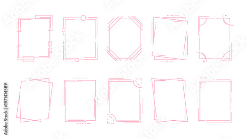 Collection of red outlined paper photo frames