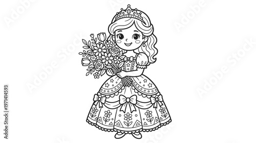 Little girl wearing a princess dress.