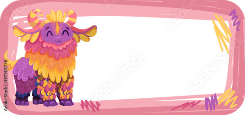 Cute Fluffy Creature Name Tag Illustration