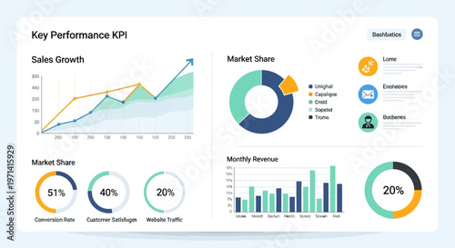 Business Dashboard with KPIs, Charts, Graphs, and Data Visualization