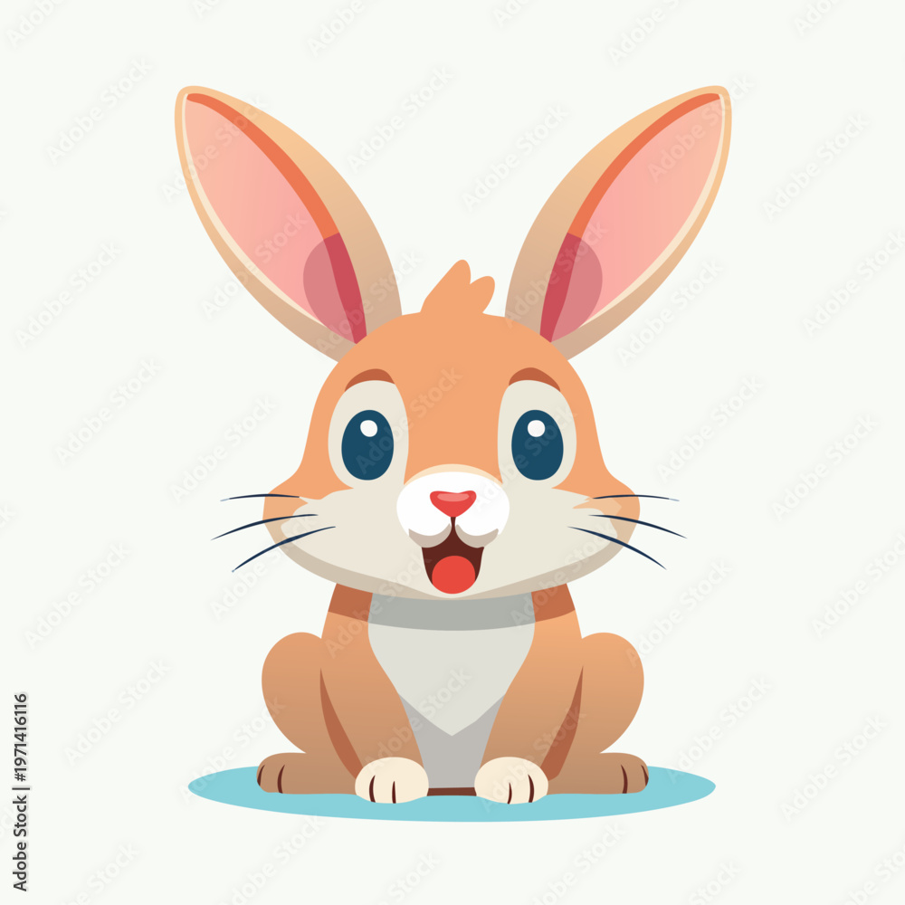 Obraz premium A cheerful cartoon rabbit illustration with a happy expression