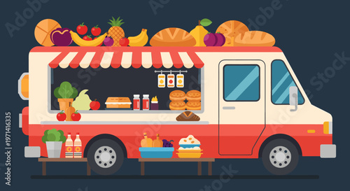 A vibrant illustration of a healthy food delivery concept with fresh vegetables on a table.