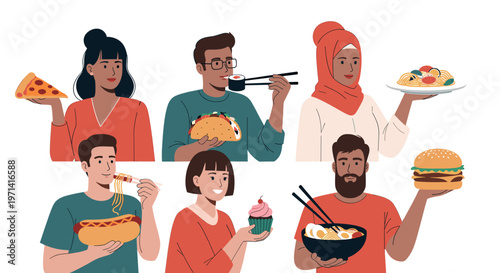 A man in a green shirt holds a coffee cup in a modern illustration style, conveying a sense of casual morning routine.