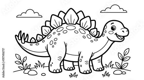 Stegosaurus dinosaur with spiky back.