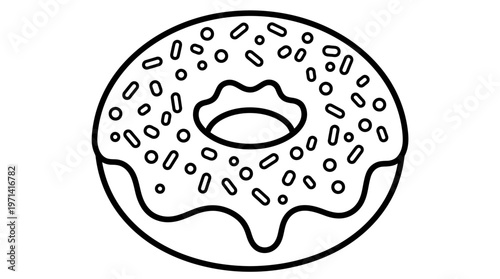 Donut with white frosting and sprinkles.